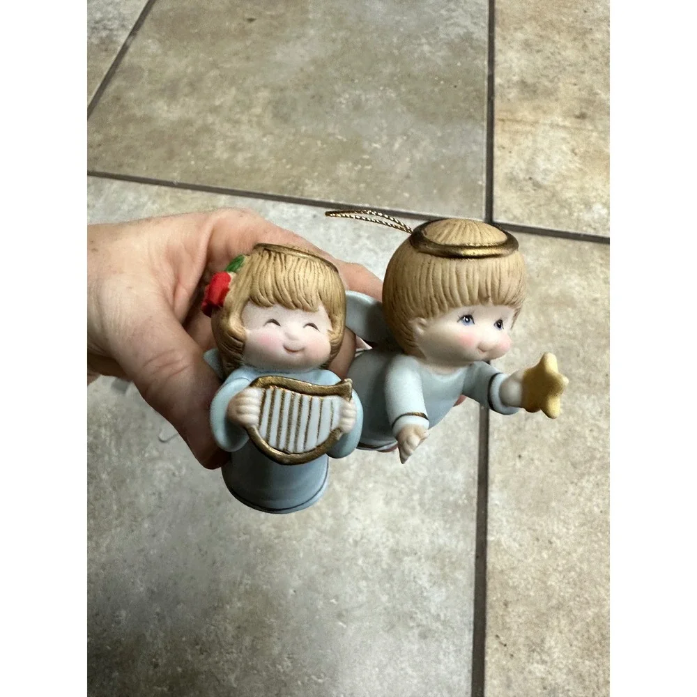 Gorham Angel Ornaments Vintage 1987 Porcelain Cherub Set 4pc